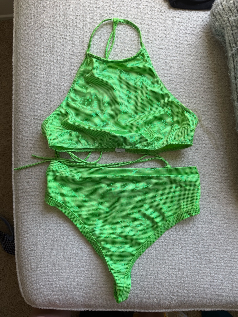 Day G Neon Green High Neck, High Waist Bikini Set